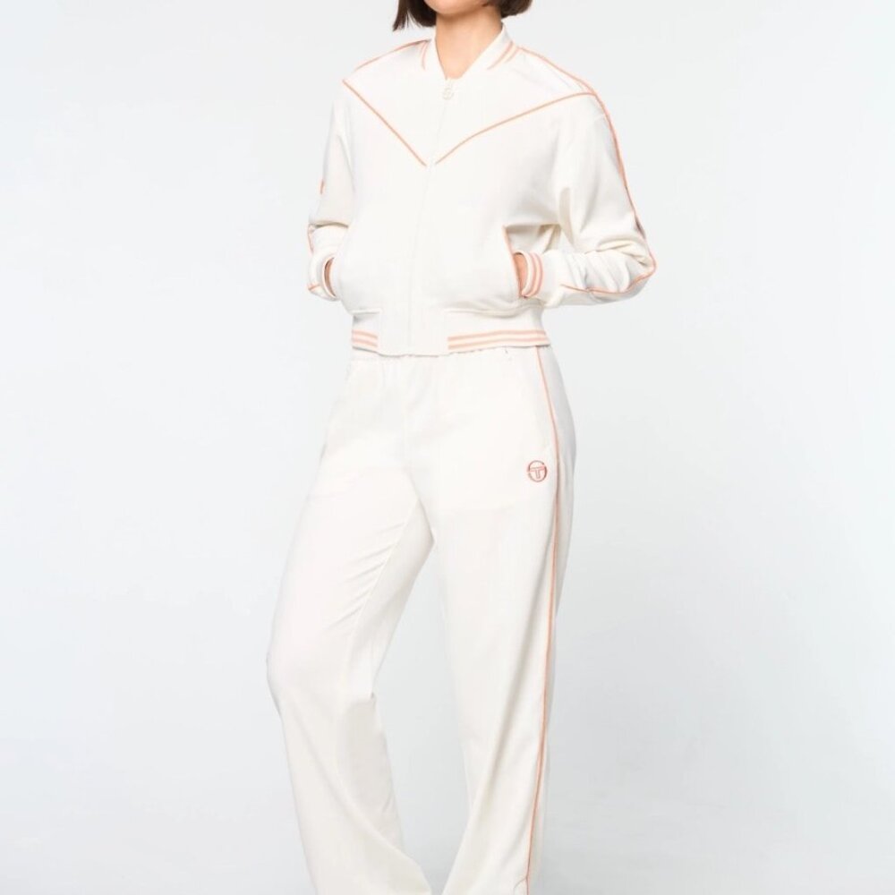 Sergio Tacchini Womens Track Jacket S White & Peach Trim